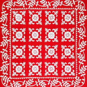 Red & White Applique Sand Dollar QUILT TOP – Incredible borders