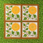 Unique Sunflower Hand Applique - Couch Throw size QUILT TOP - Fun & Graphic