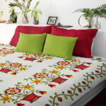 Bold needle turn Hand Applique Woven Basket Finished Quilt