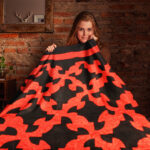 Patchwork red and black Drunkards Path FINISHED QUILT - Masculine colors