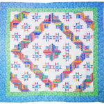 Patchwork Log Cabin Star with Ohio Stars FINISHED QUILT Scrap quilt Queen Size